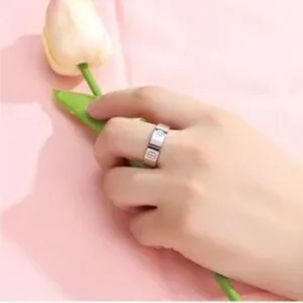 Silver 18k White Plated Titanium CZ Ring